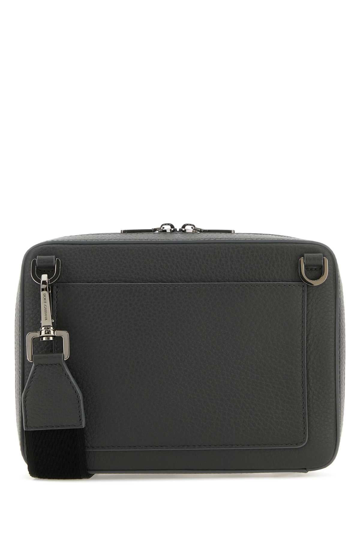 Dolce & Gabbana Men Dark Grey Leather Crossbody Bag - 3