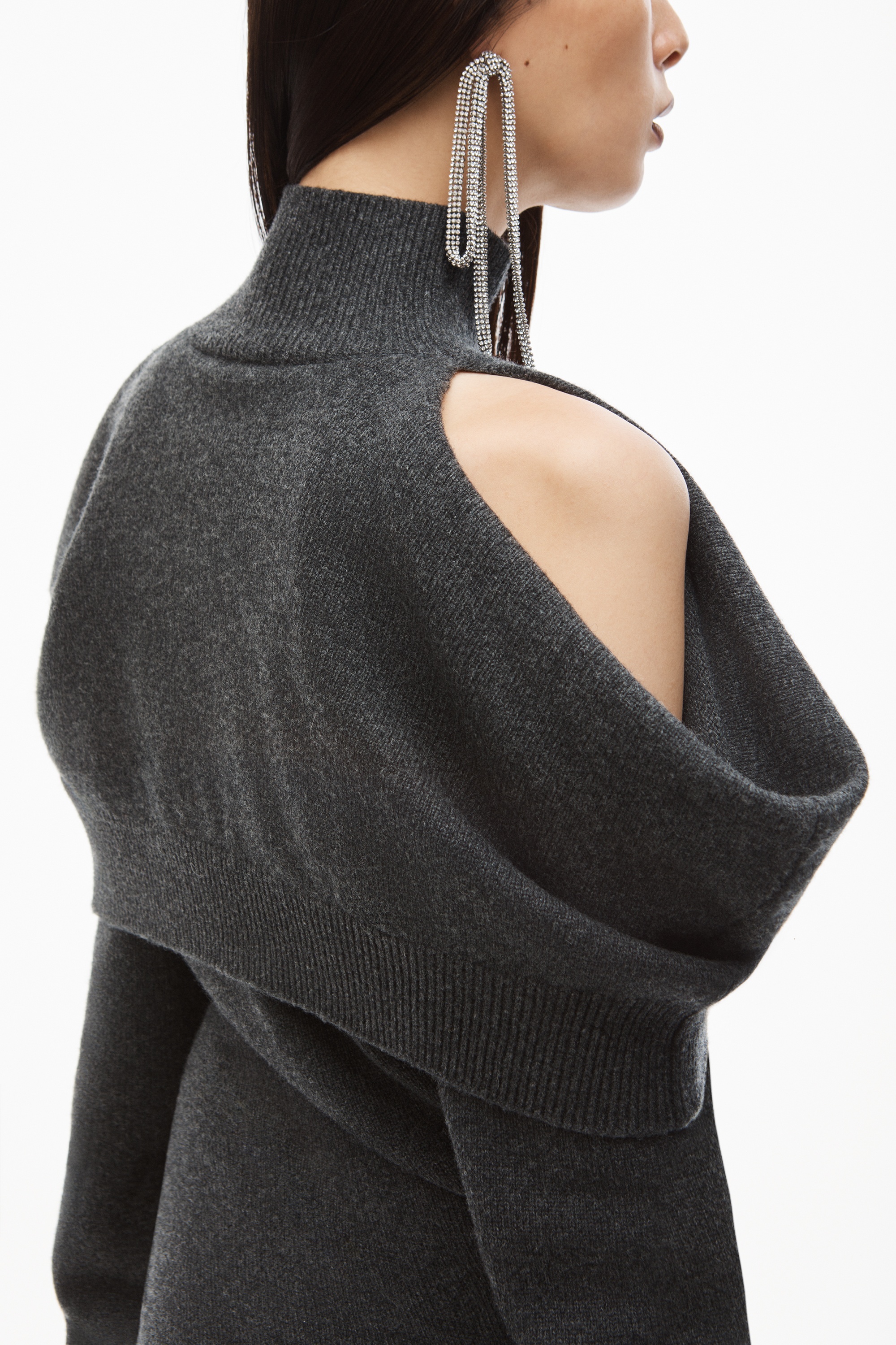 INVERTED TURTLENECK DRESS IN BOILED WOOL - 6