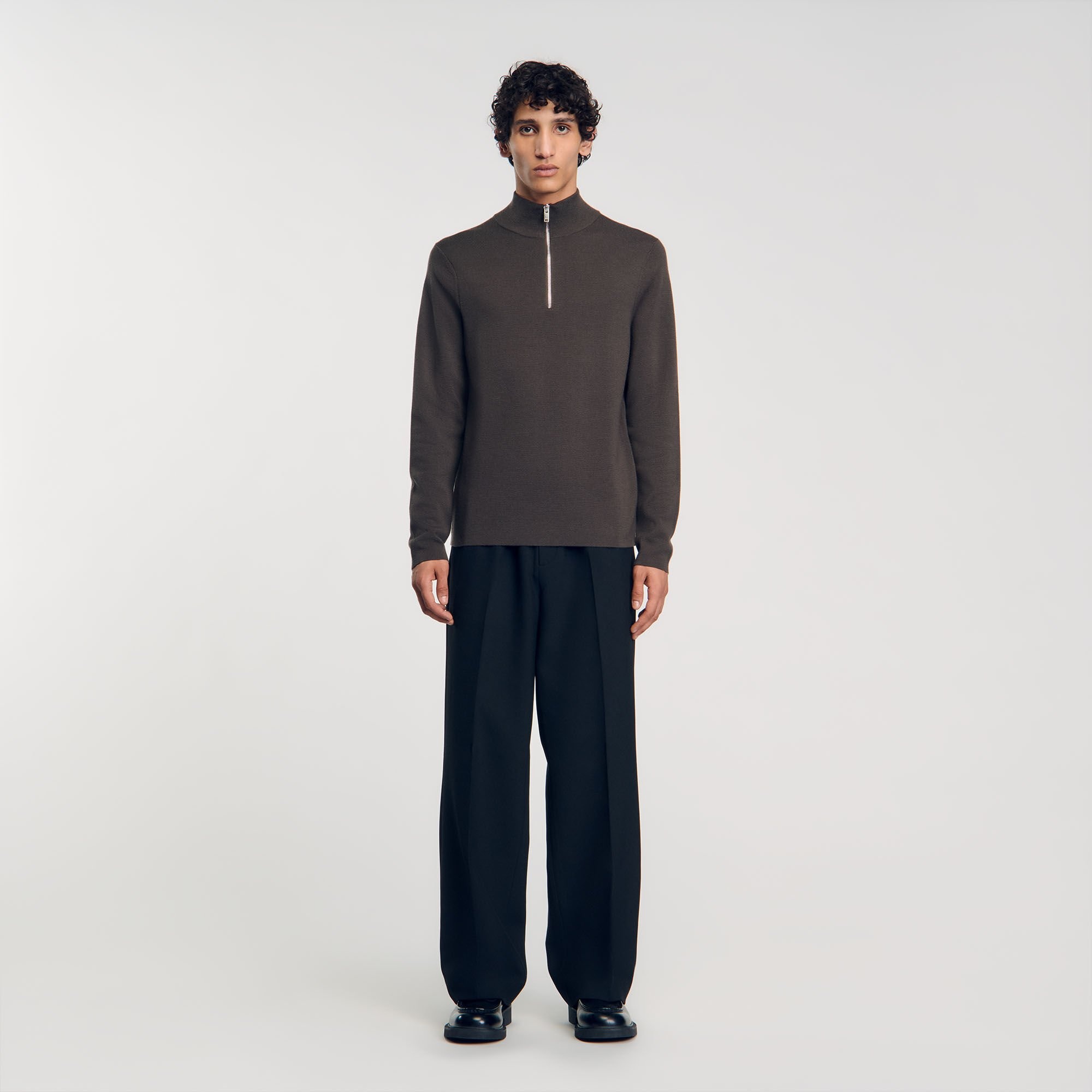 WOOL SWEATER WITH ZIPPED COLLAR - 3