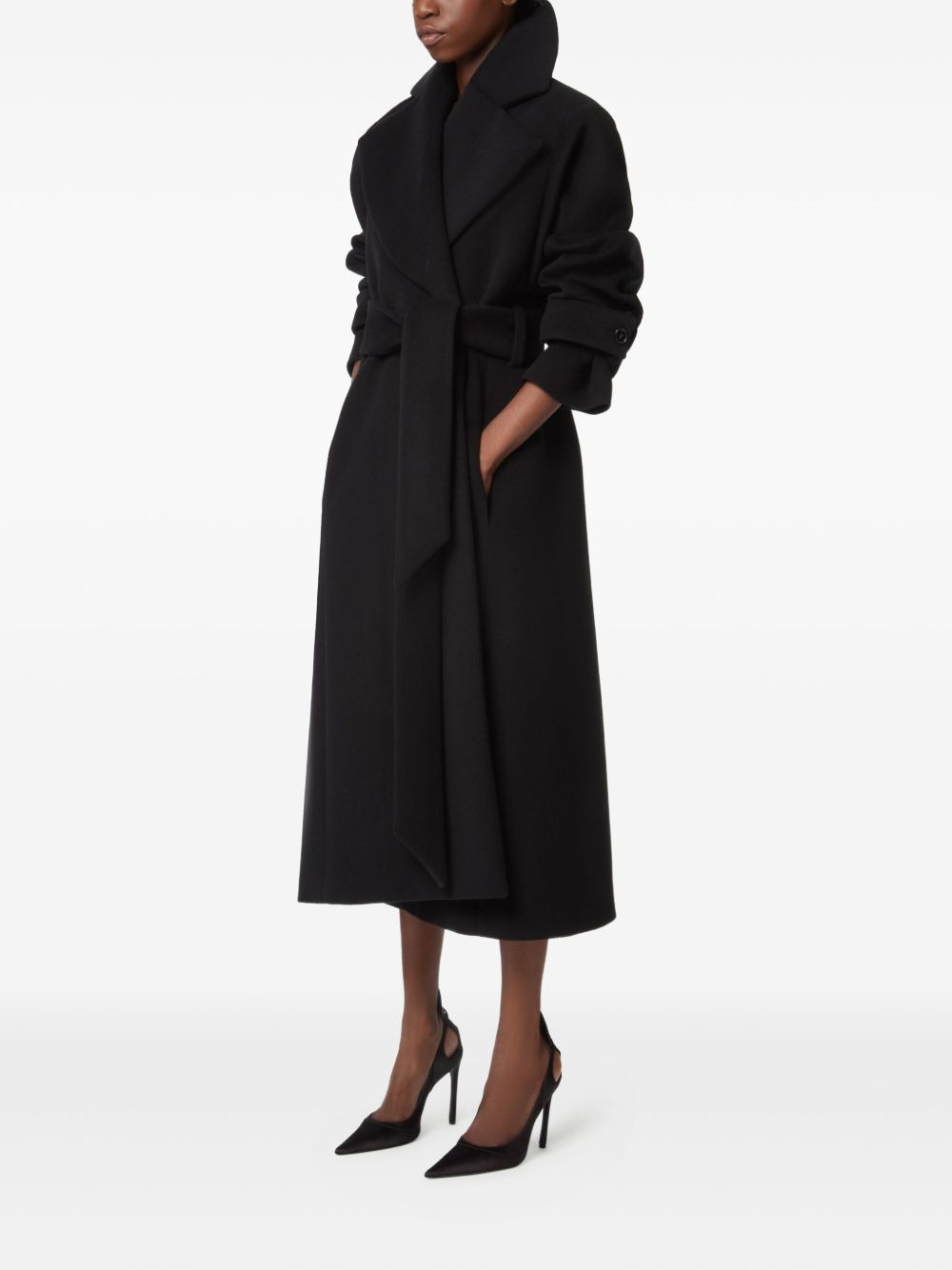 velvet-trimmed coat - 3