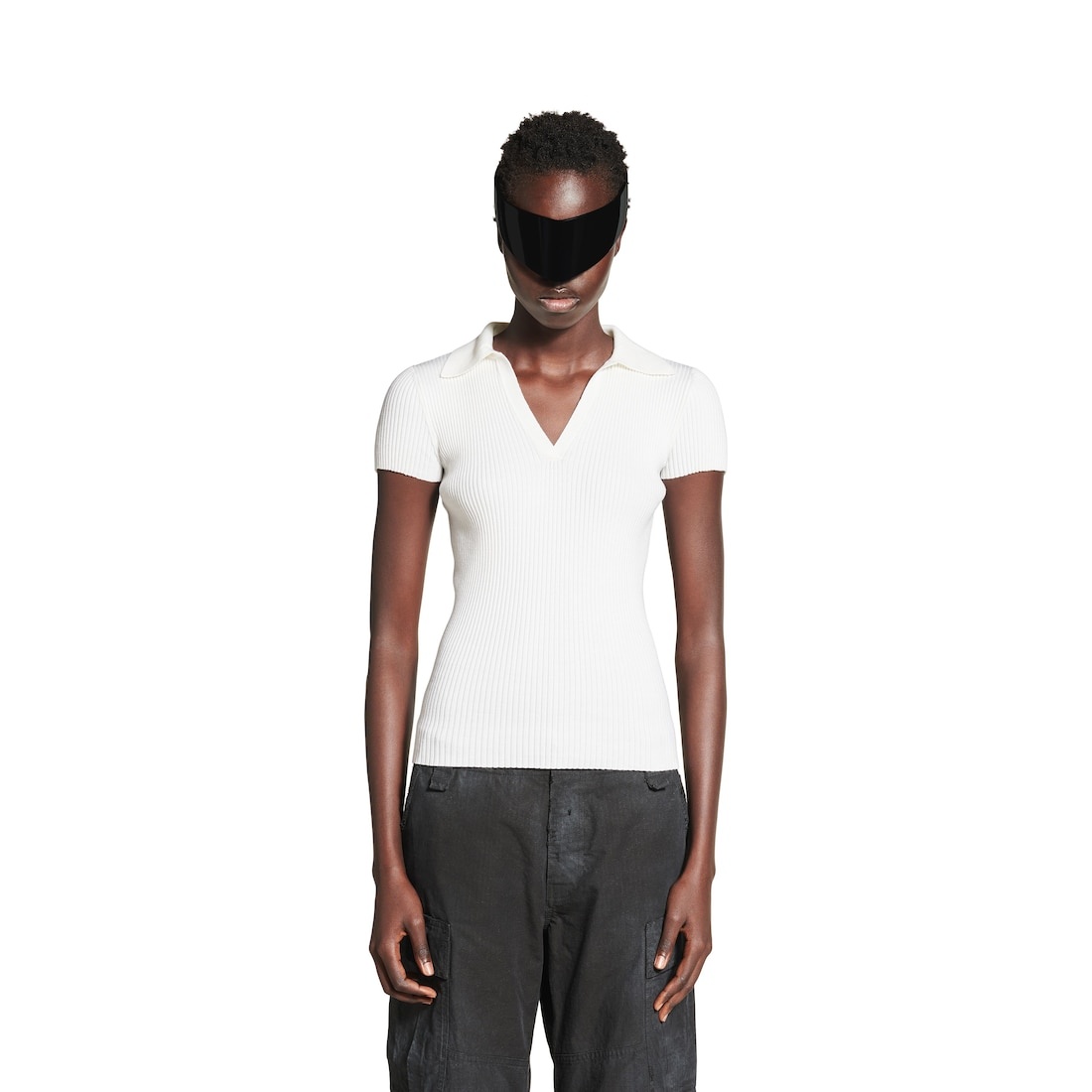 Women's Fitted Polo Top in White - 5