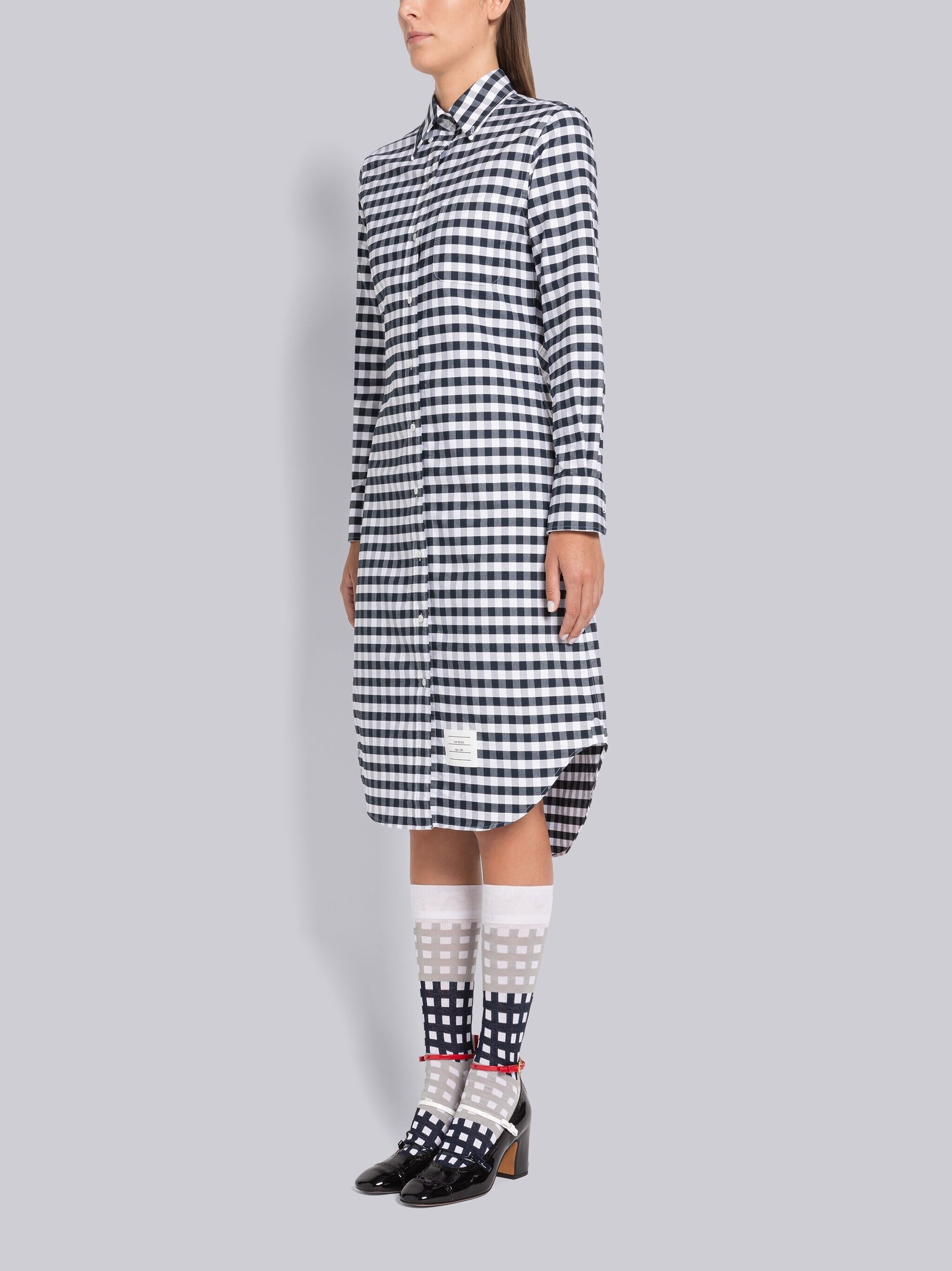 Gingham Oxford Knee Length Shirtdress - 2