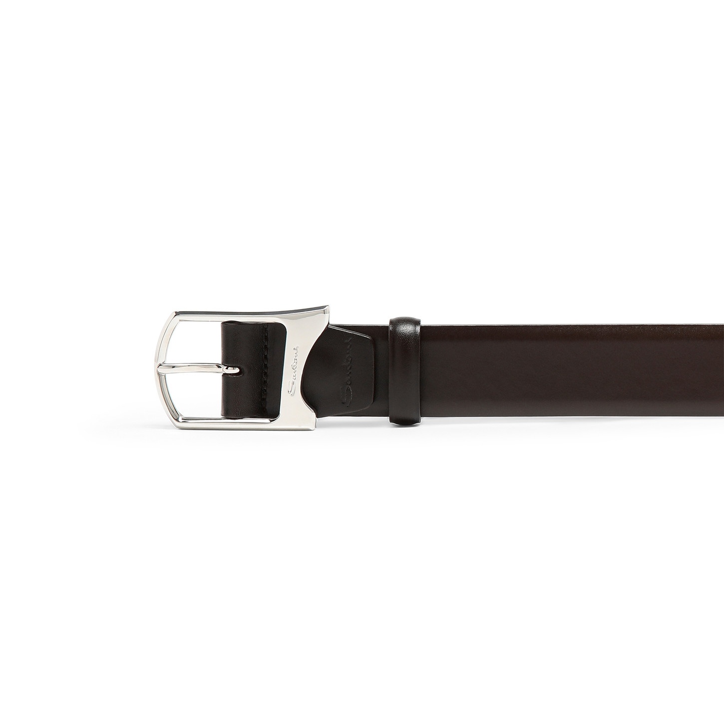 Men's dark brown leather adjustable belt - 2