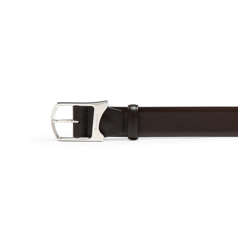 Santoni Men's dark brown leather adjustable belt outlook