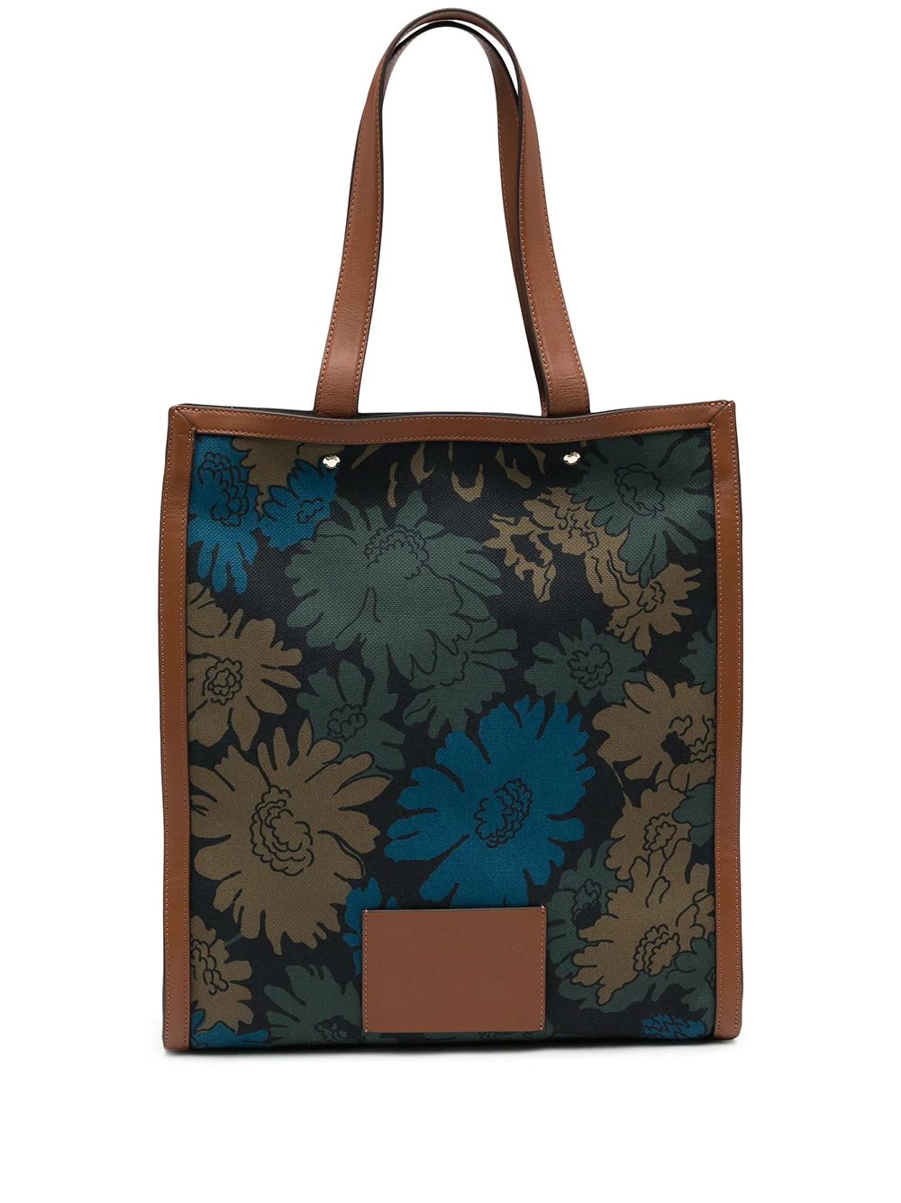 floral-print leather-trim tote bag - 1