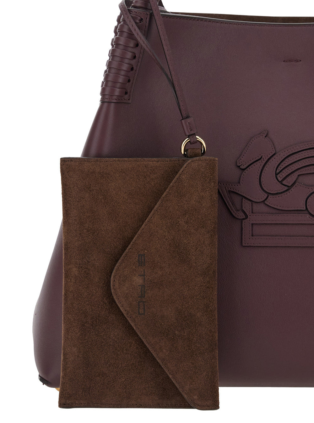 Etro Women 'Libra' Bordeaux Big Shoulder Bag With Logo Embroidery On The Front And Braided Handles I - 5