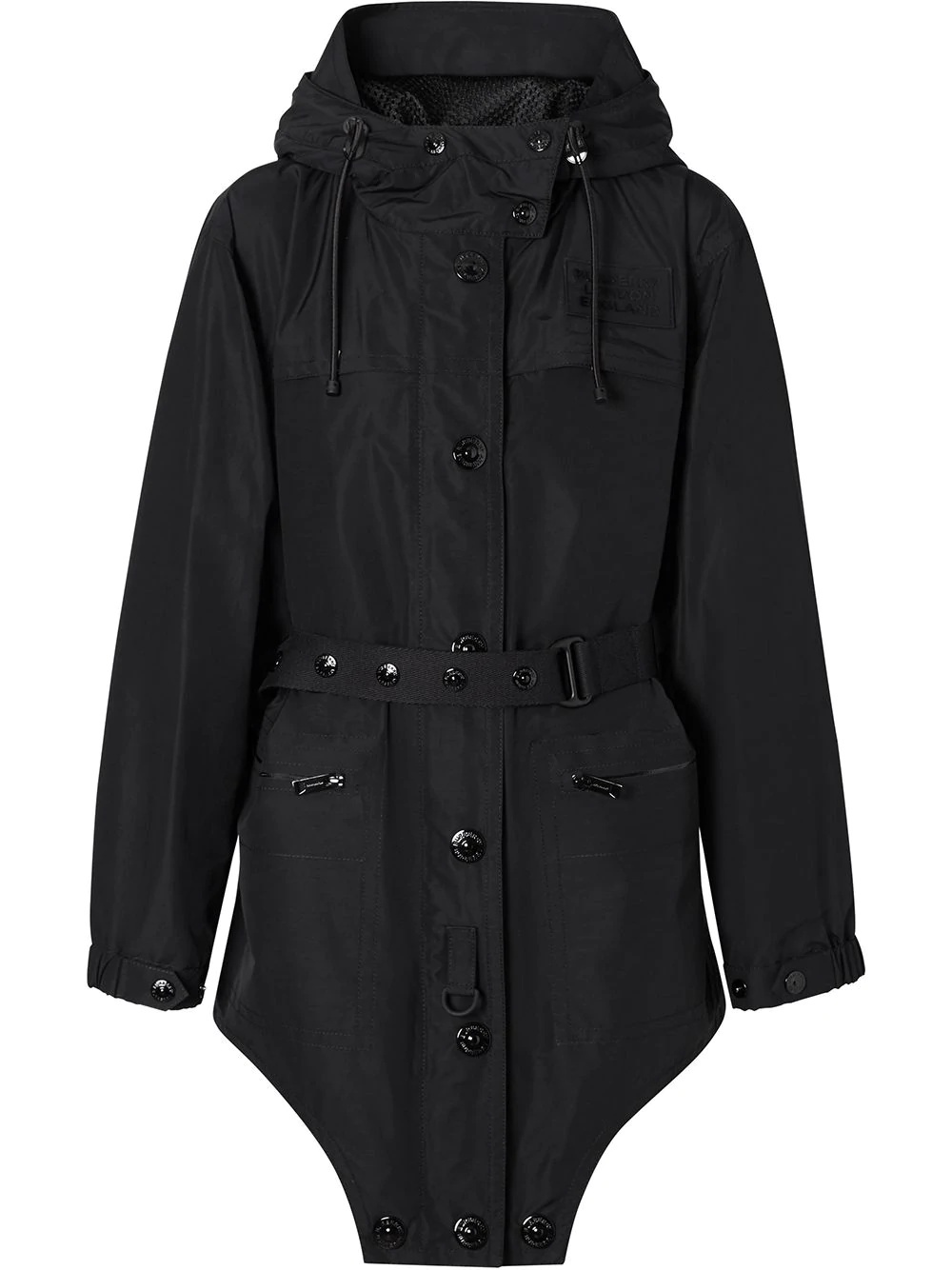 cut-out hem belted parka - 1