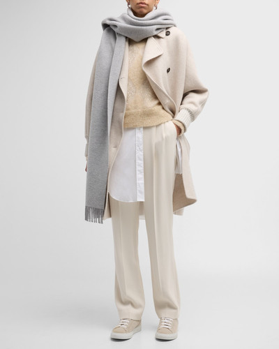 Brunello Cucinelli Rib Knit Cuffs Double-Breasted Cashmere Poncho Coat outlook