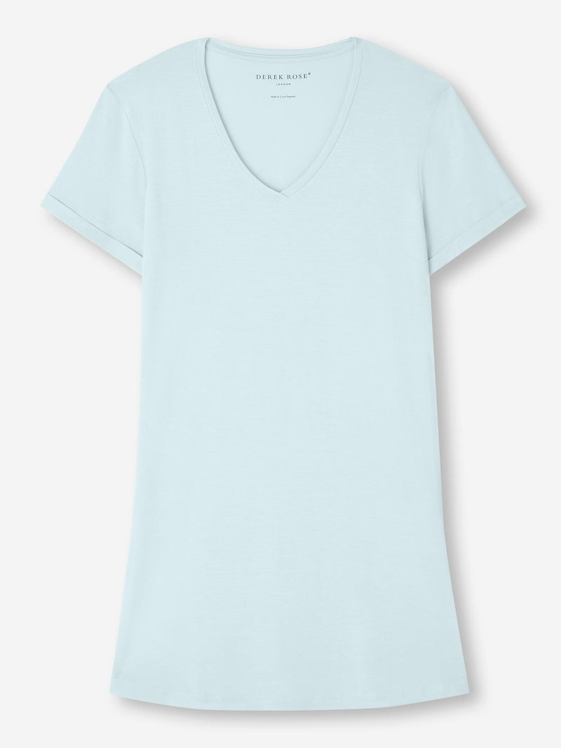 Women's V-Neck Sleep T-Shirt Lara Micro Modal Stretch Ice Blue - 1