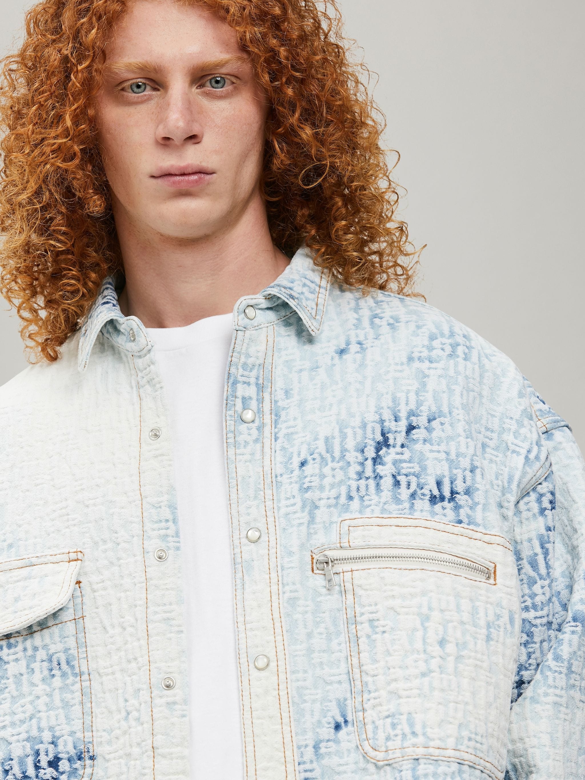 VIP【関税送料無料】希少 PALM ANGELS MONOGRAM DENIM SHIRT Palm Angels Printed Denim Oversize Shirt | italist
