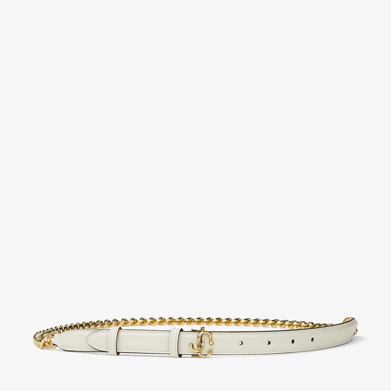 JC Chain
Latte Soft Shiny Calf and Chain Belt with Light Gold JC Emblem 1