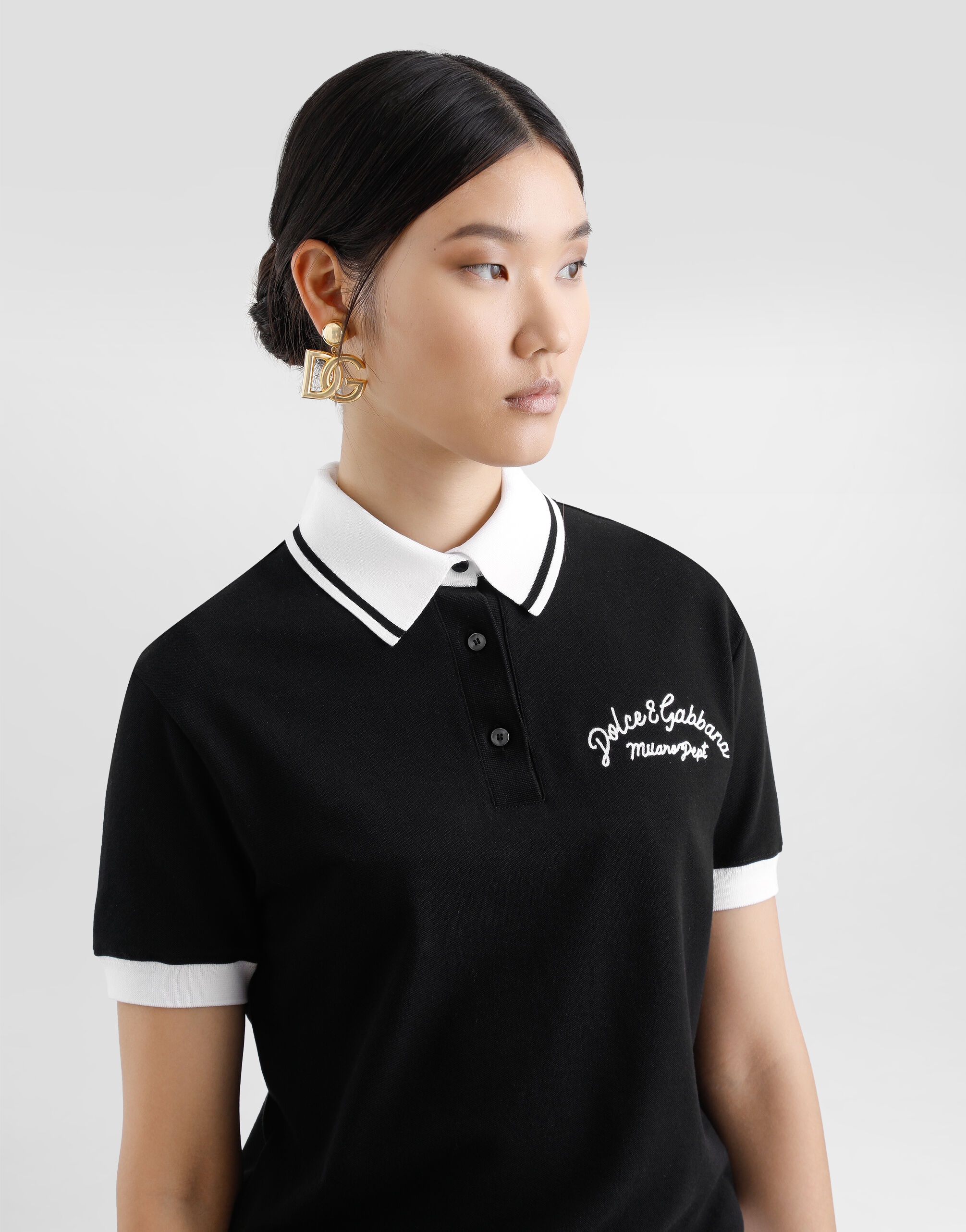 Short cotton piqué polo-shirt with DG logo embroidery - 5