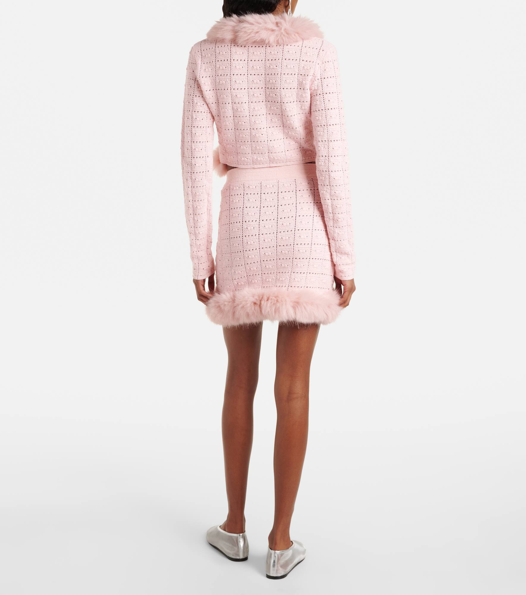 Knitted faux fur-trimmed miniskirt - 3