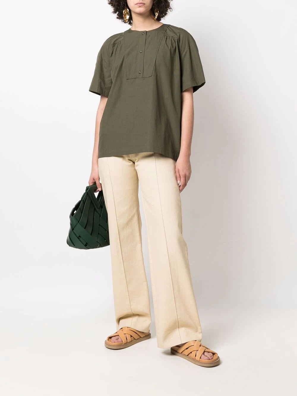 button-front short-sleeved T-shirt - 2