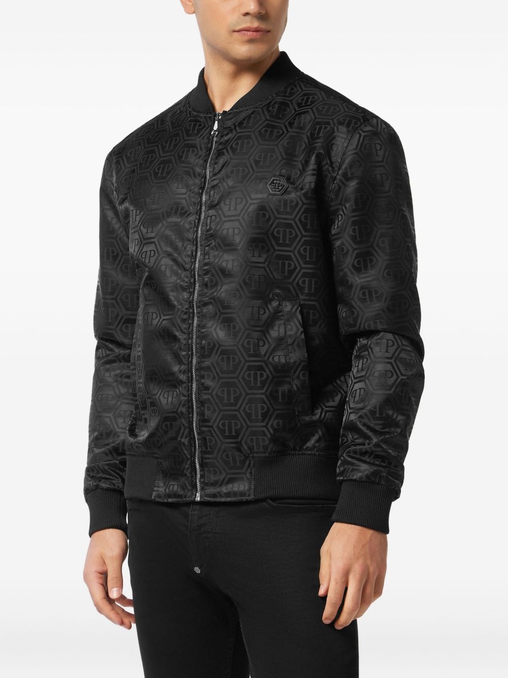 monogram-pattern jacket - 3