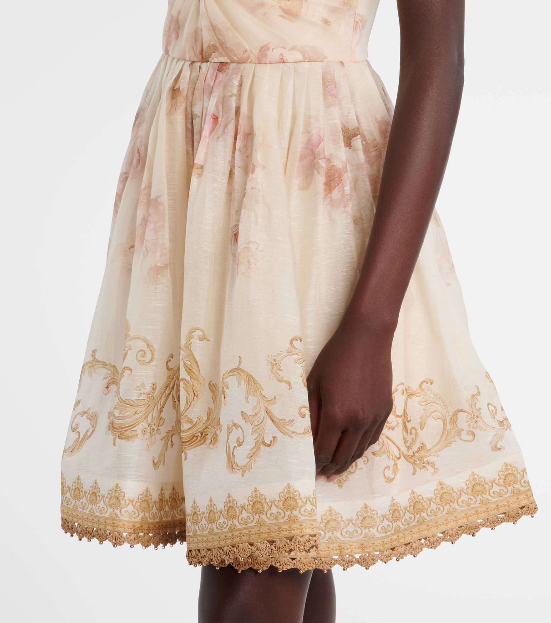 Hypnotic floral linen and silk minidress - 5