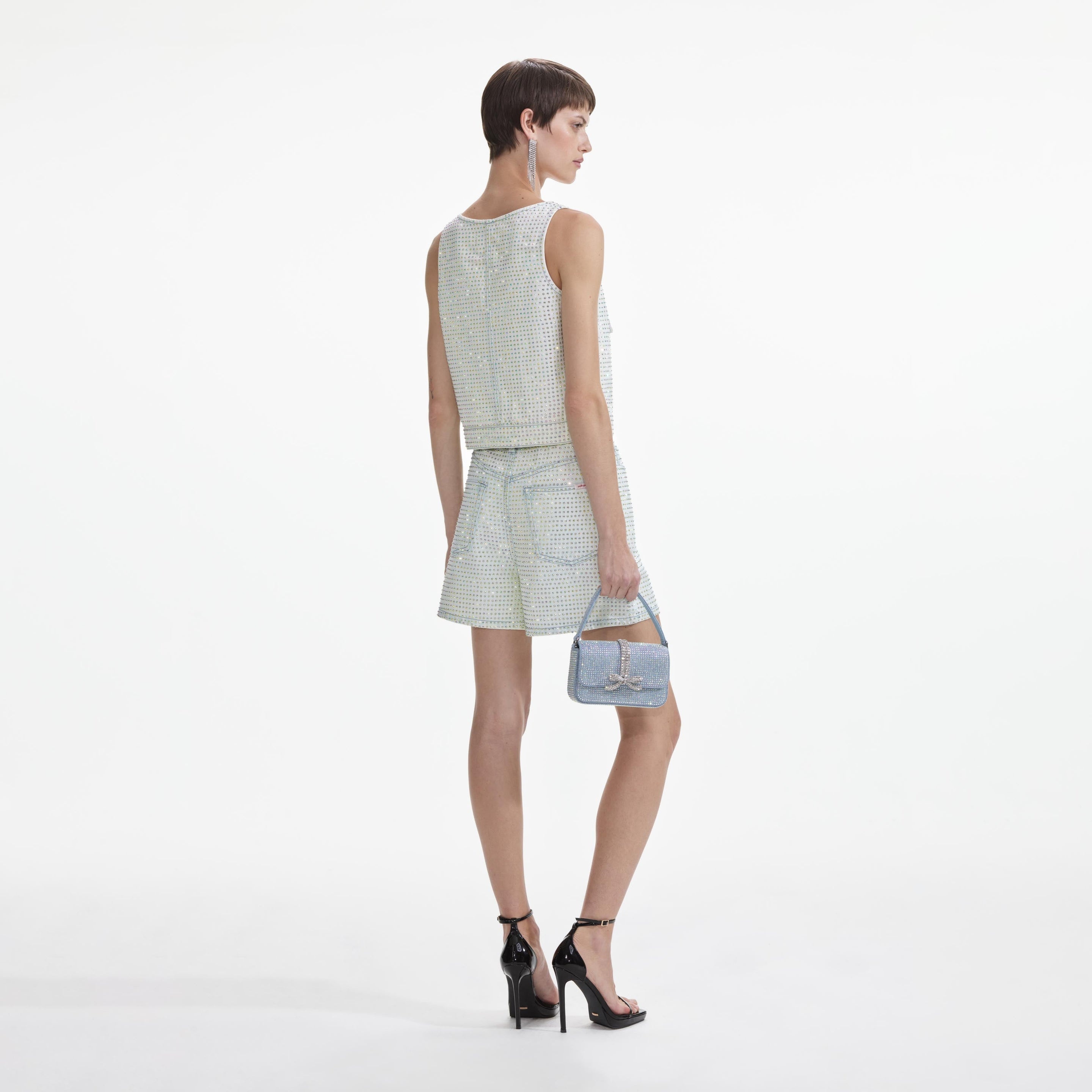 Rhinestone Denim Cargo Top - 3