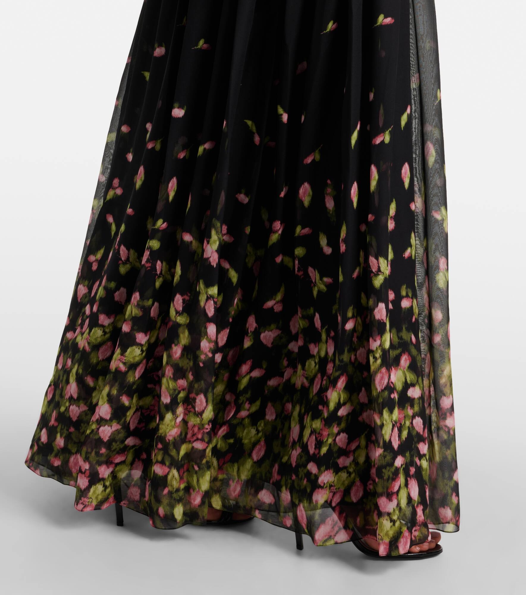 Floral silk voile gown - 5