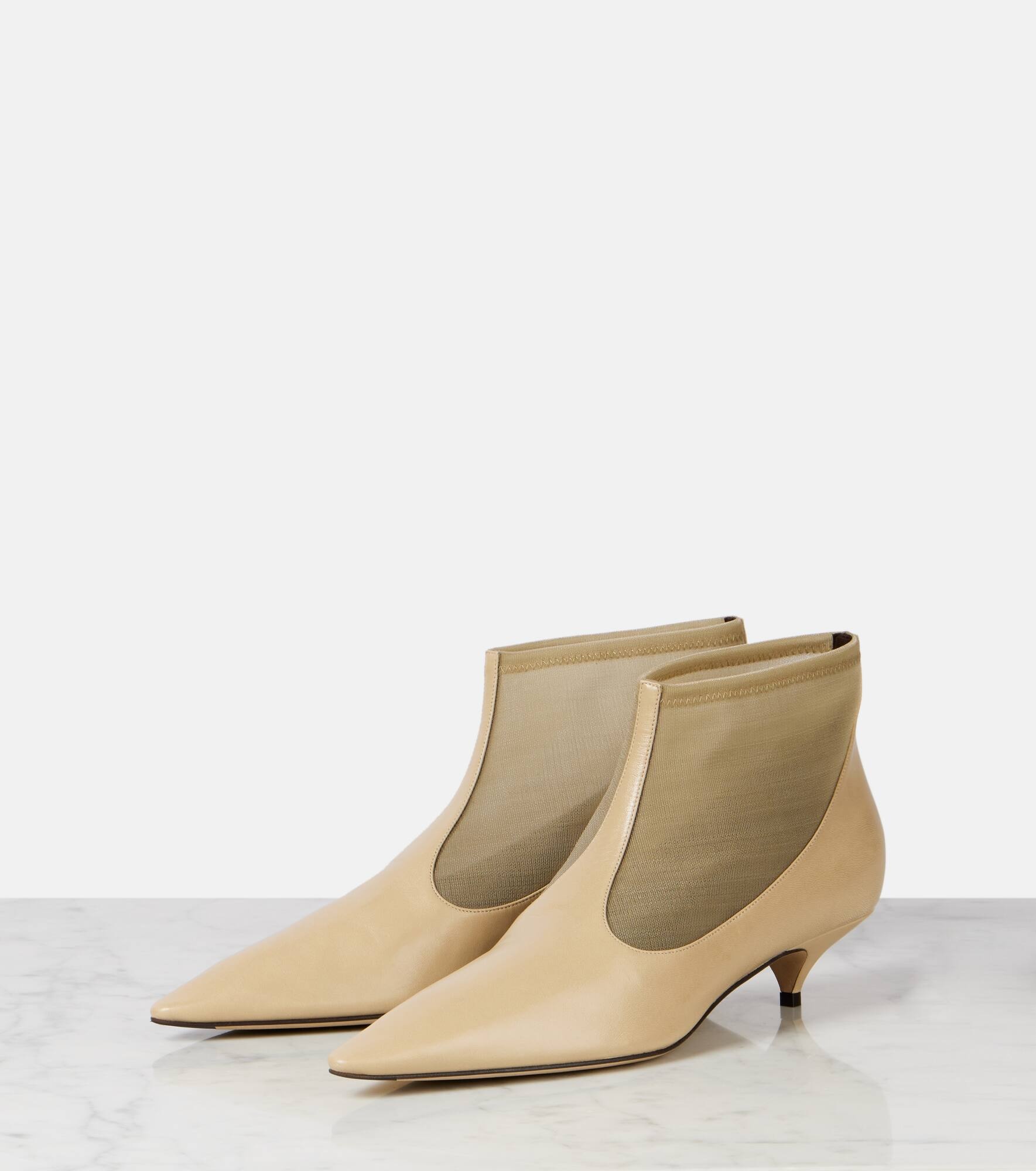 Leather and mesh ankle boots - 4