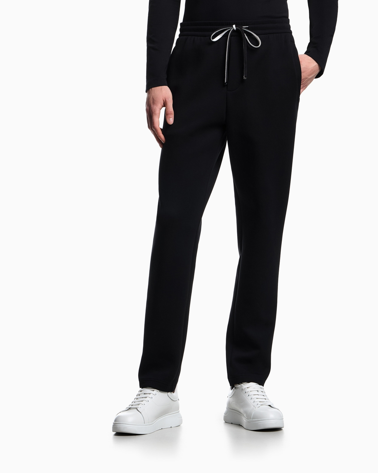 Double-jersey joggers with eagle logo patch - 4