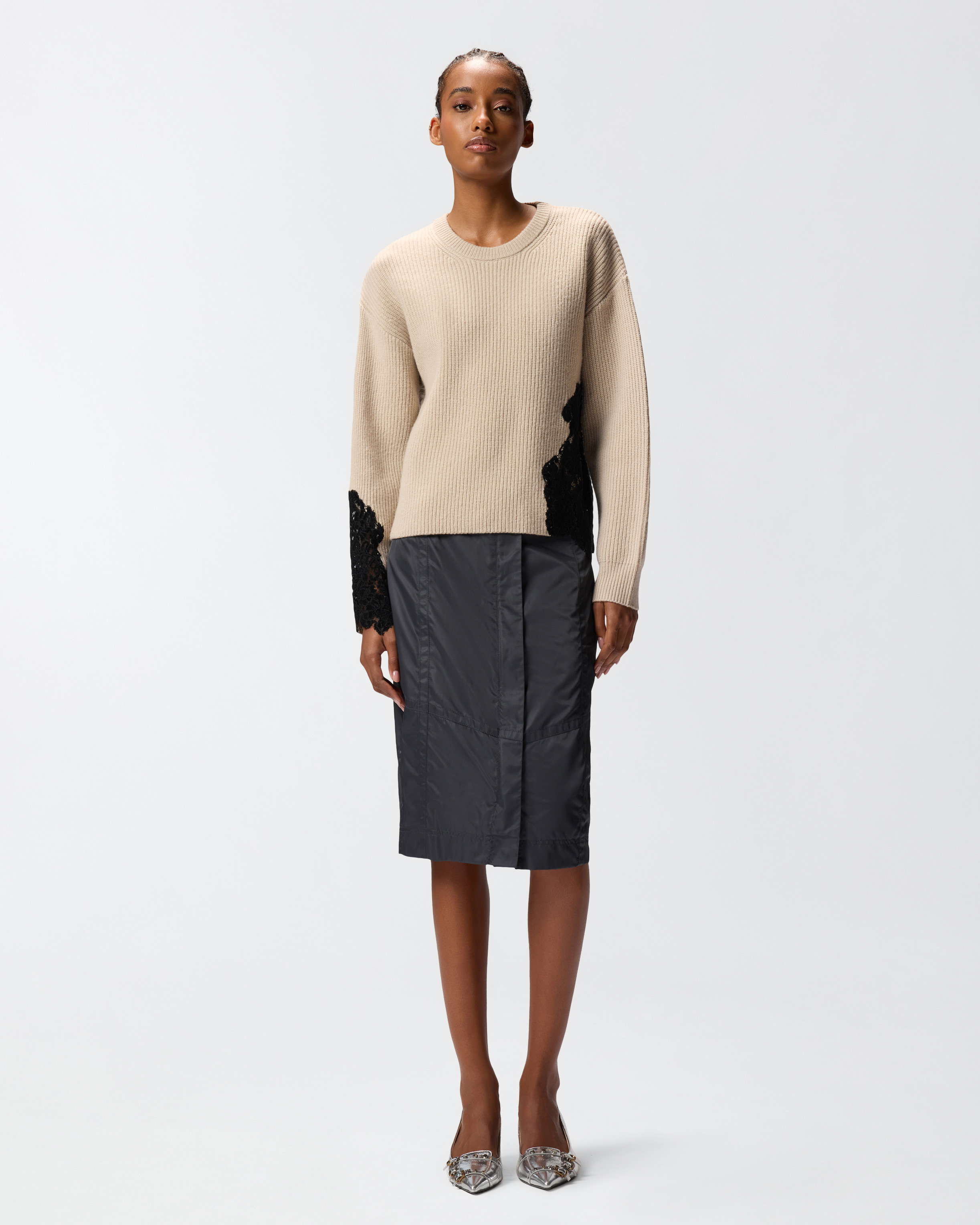 CREW-NECK SWEATER WITH LACE - 3
