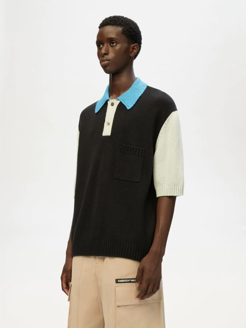 PANELLED KNIT POLO - 4