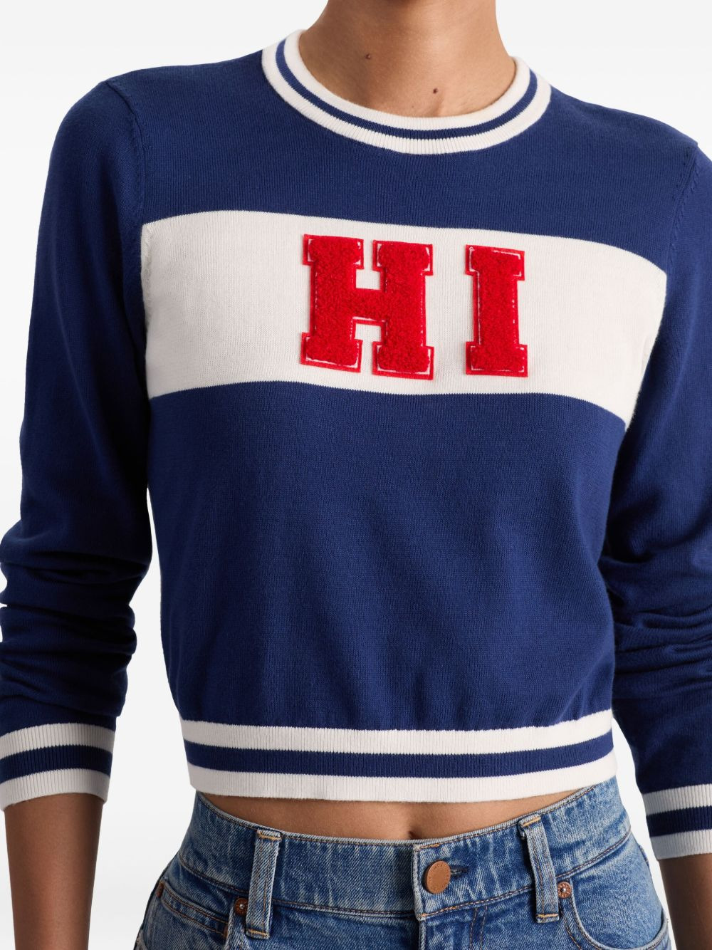 appliqué-lettering sweater - 5