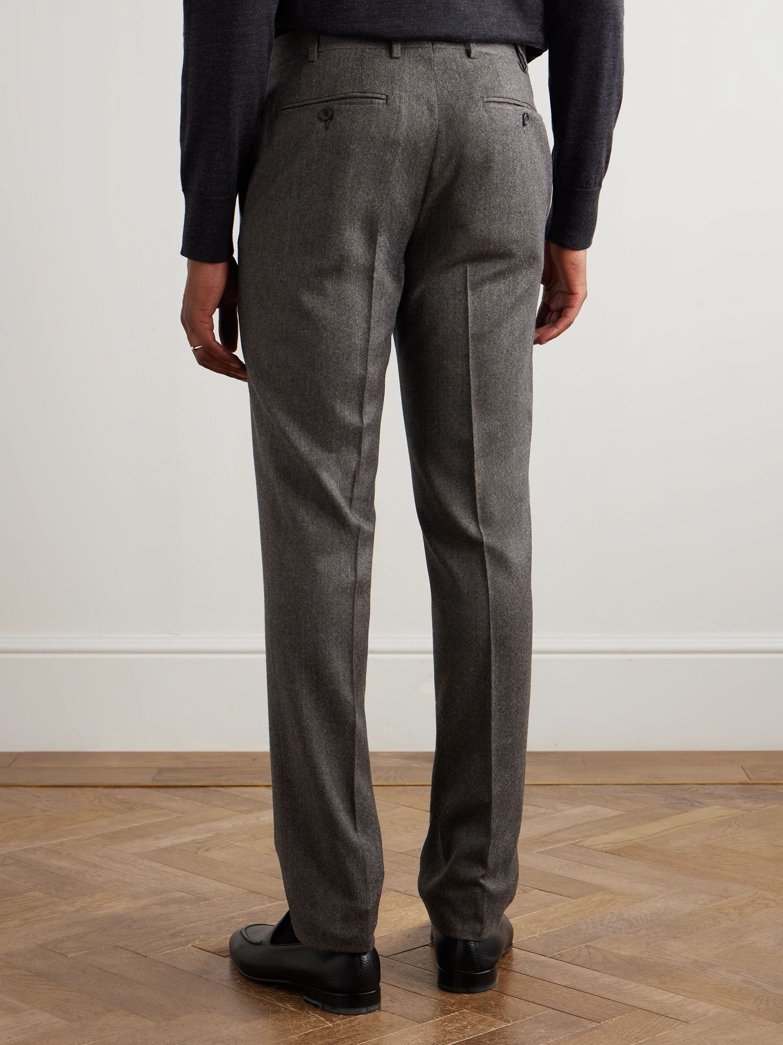 Impeccabile Straight-Leg Wool Suit Trousers Brown - 4
