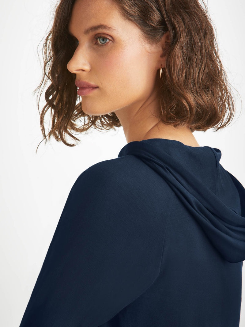 Women's Pullover Hoodie Basel Micro Modal Stretch Navy - 5