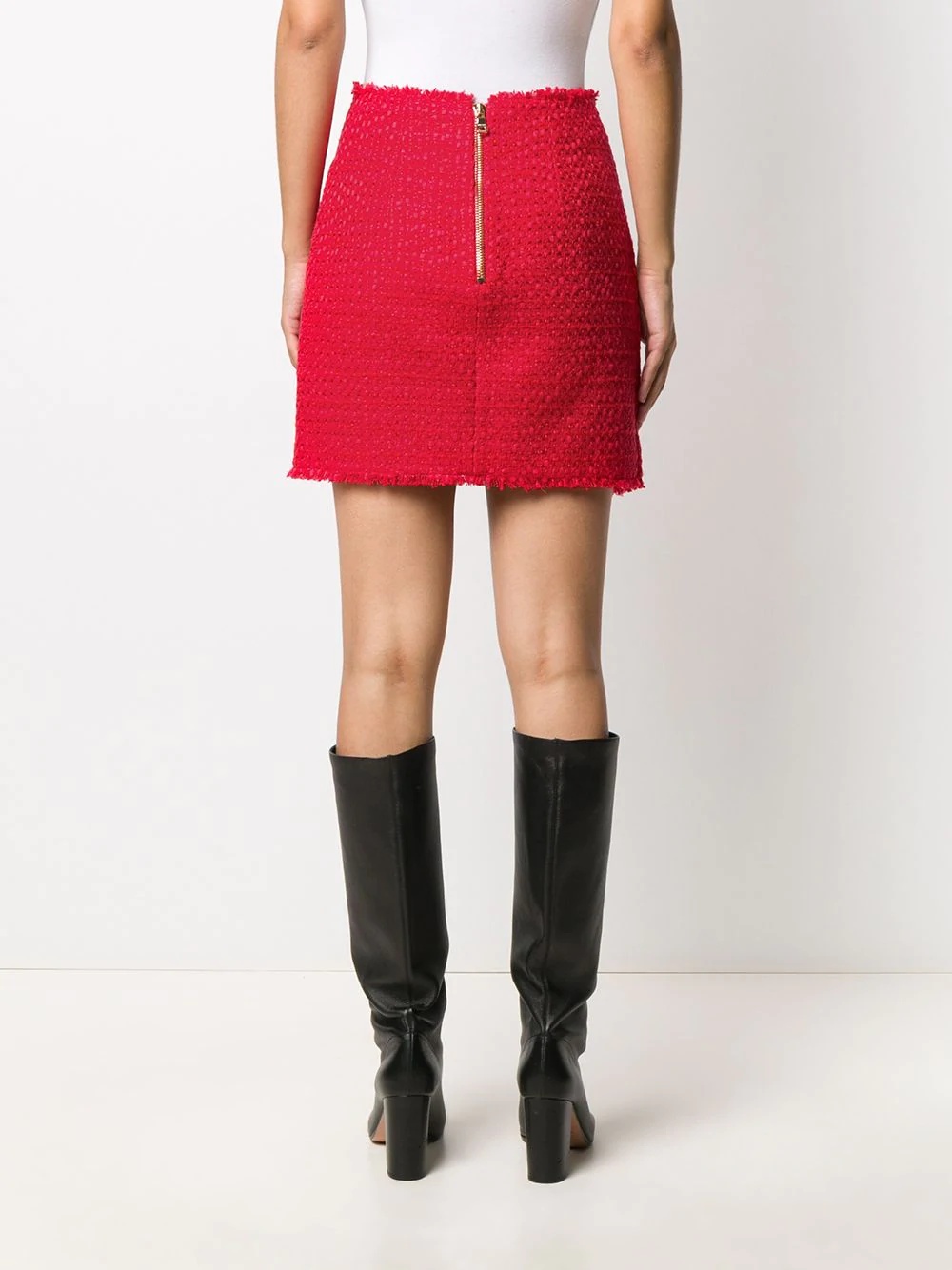 asymmetric wraparound tweed skirt - 4