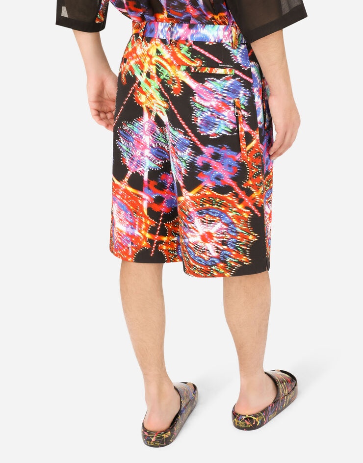 Stretch cotton shorts with illumination print - 5