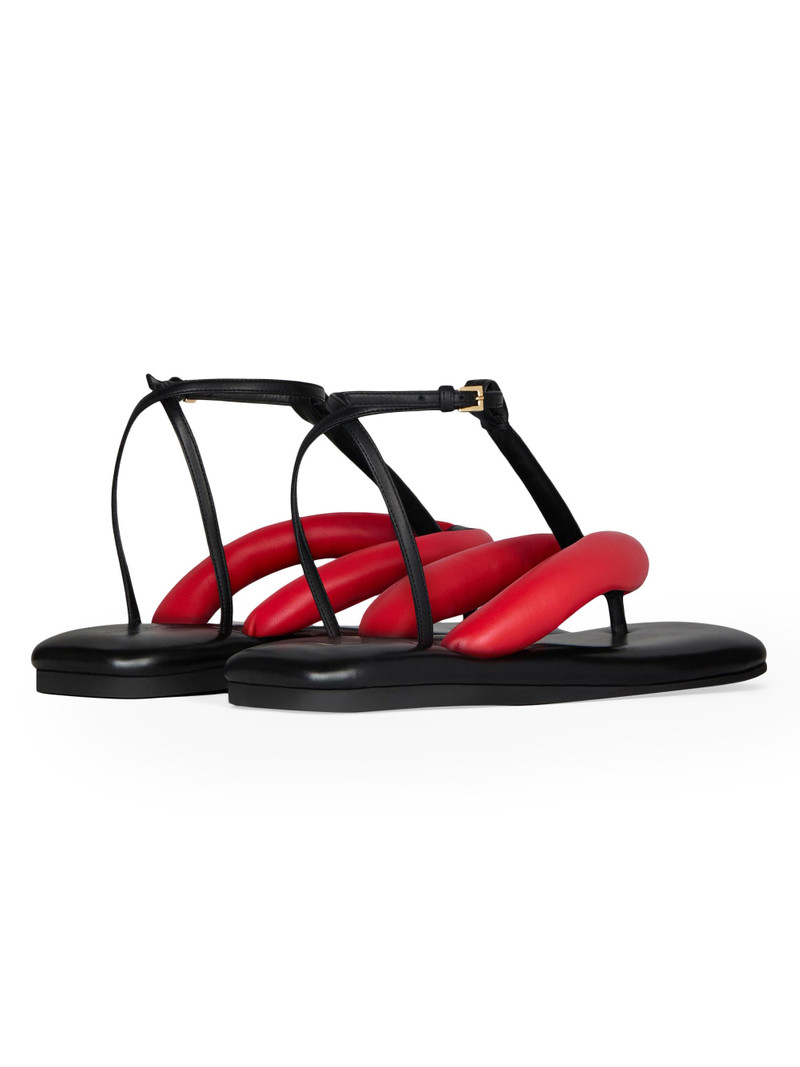 Women's Boudoir Bicolor Thongs in Nappa Leather - Black Red 4