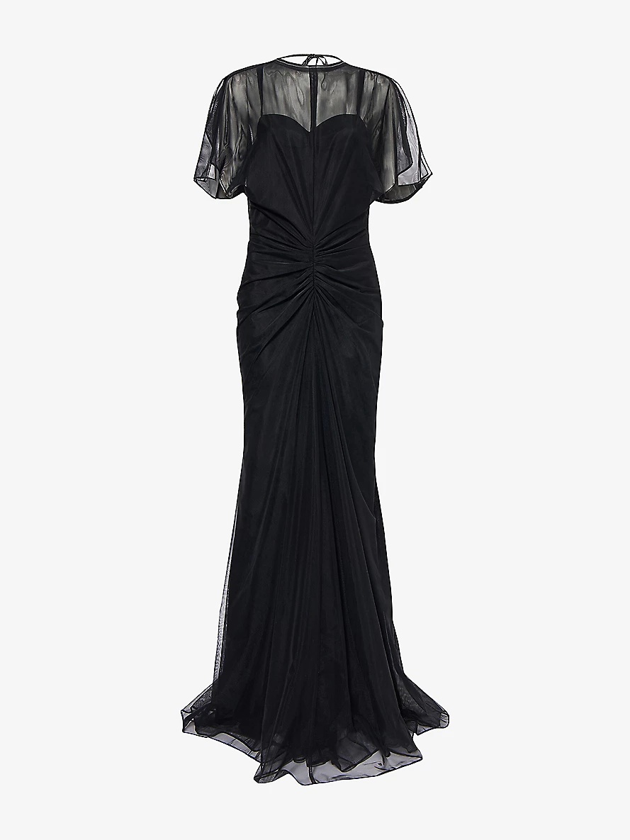 Victoria Beckham Gathered-waist sheer mesh maxi dress