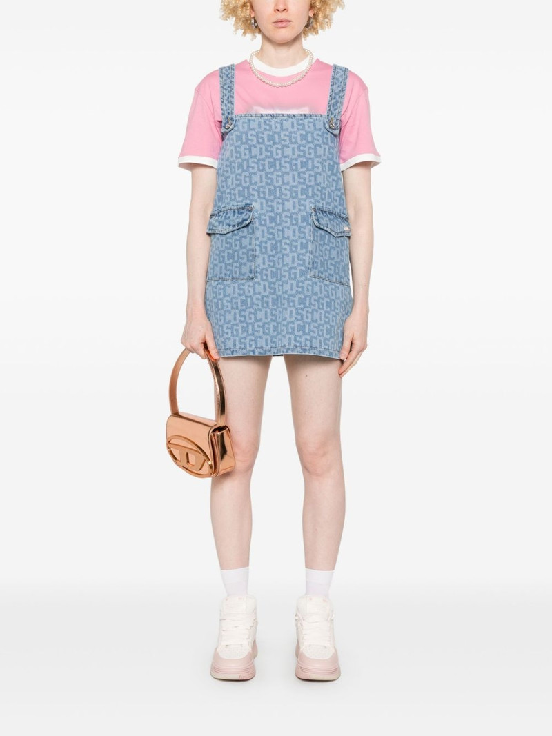 GCDS monogram-print denim mini dress outlook