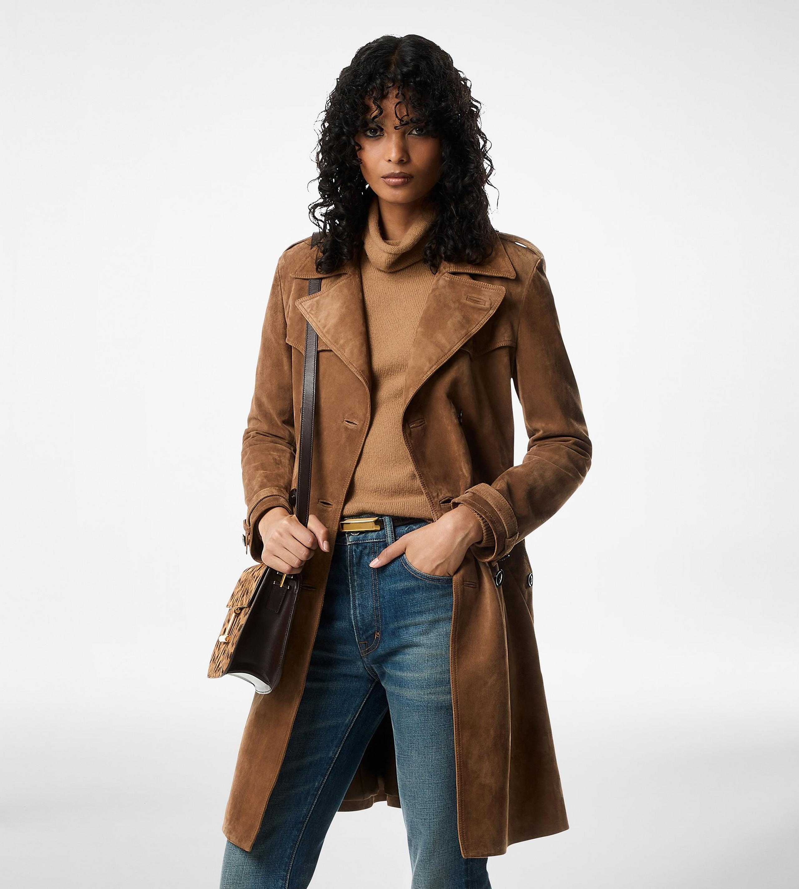 CASHMERE SUEDE DOUBLE BREASTED TRENCH COAT - 2