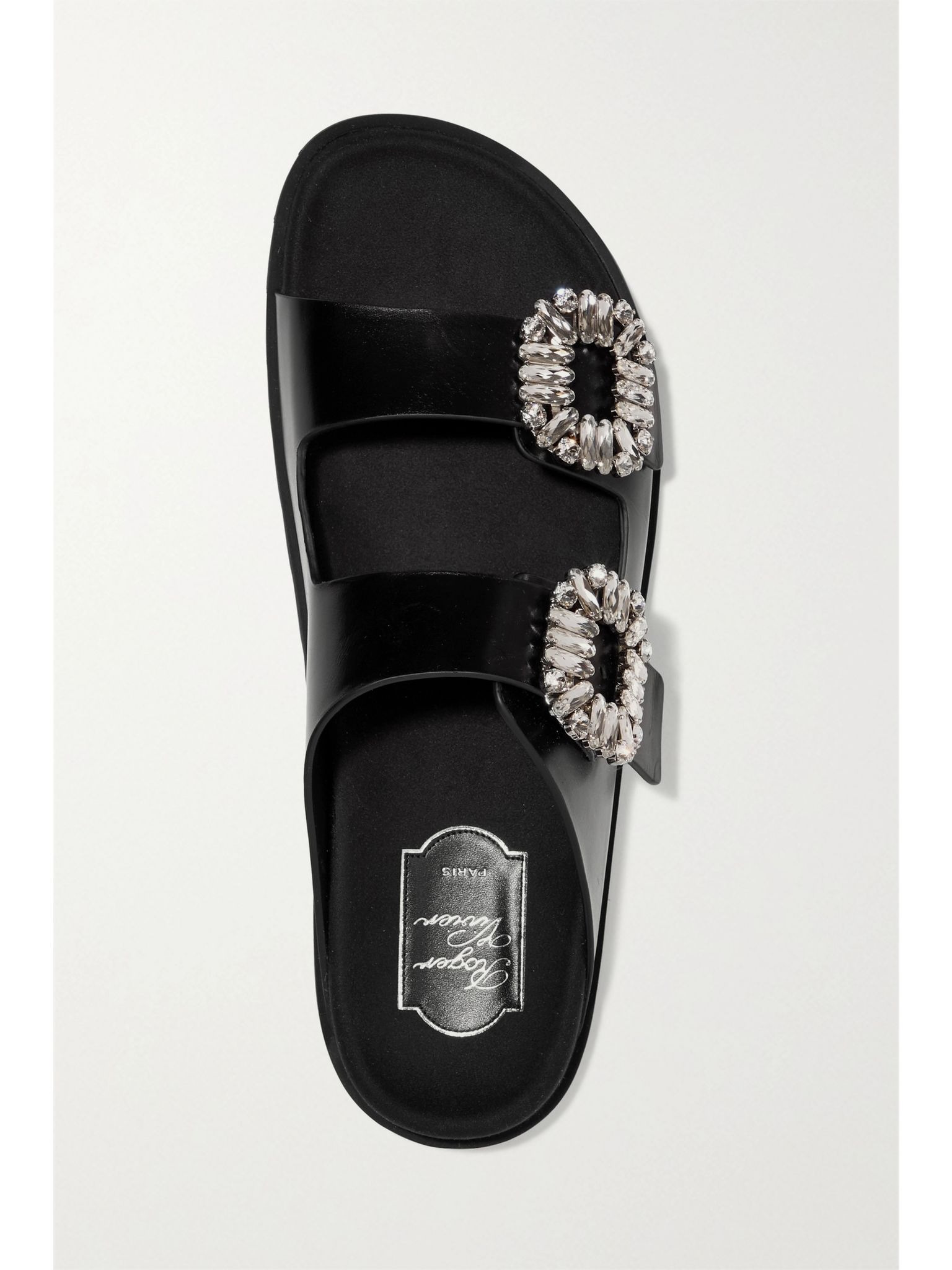 Slidy Viv crystal-embellished leather slides Black - 5