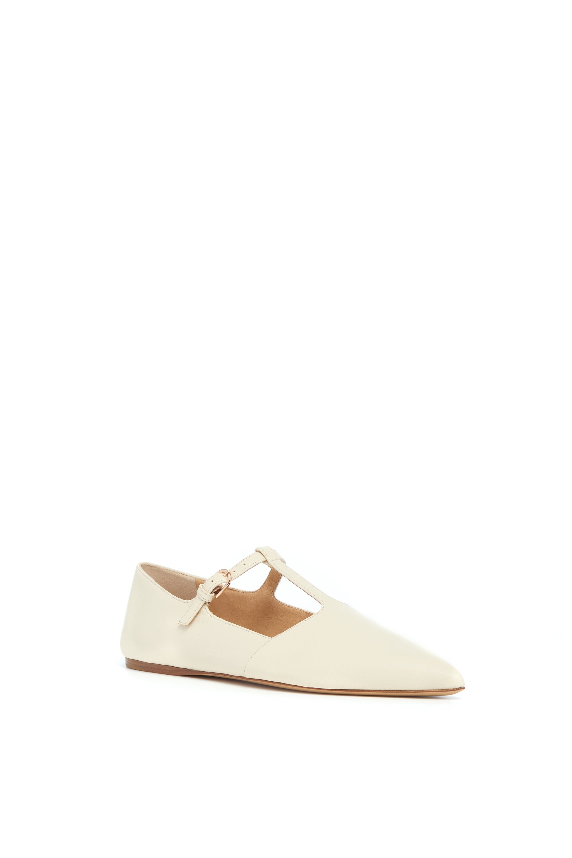 Lola Ballerina Flat Shoe in Cream Nappa Leather - 2