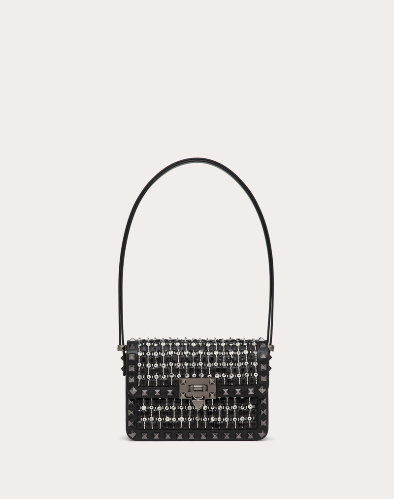 SMALL ROCKSTUD23 EMBROIDERED SHOULDER BAG 1