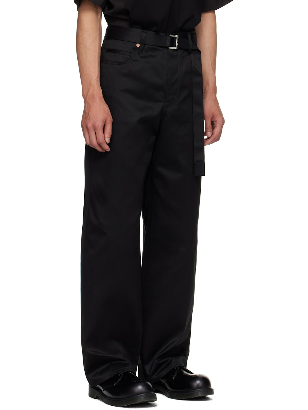 Black Cotton Chino Trousers - 2