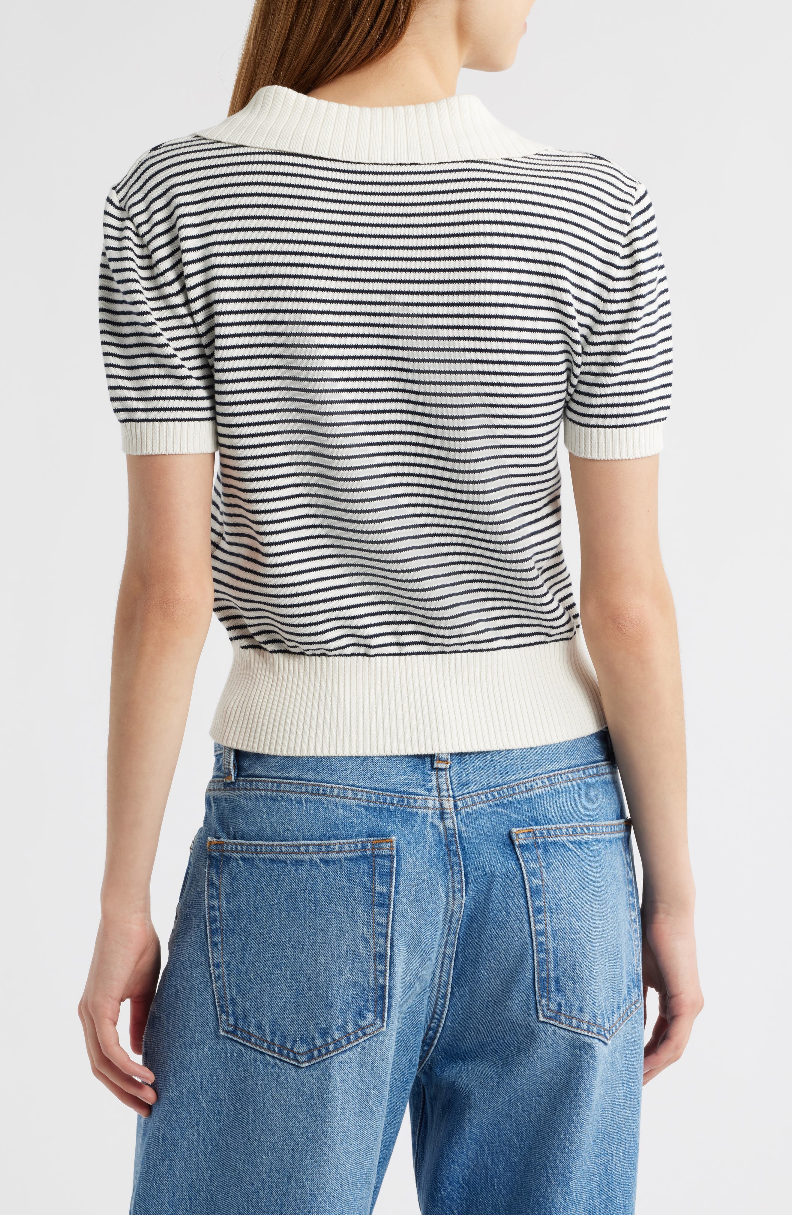 FRAME The Graduate Stripe Polo Sweater in Navy Multi at Nordstrom - 2