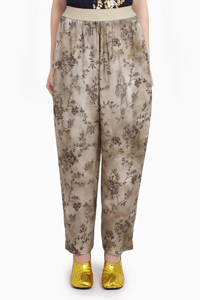 PALMER FLORAL PRINT RELAXED CRINKLE PANT | SMOKE WHITE/GREY - 3