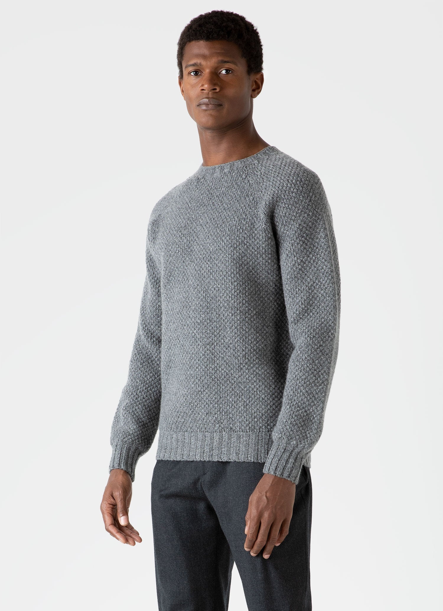 Sunspel Lambswool Textured Jumper | REVERSIBLE