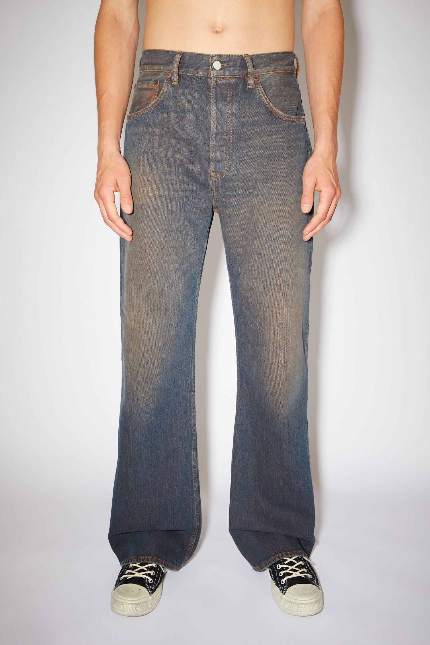 Loose bootcut jeans - Blue/brown - 2