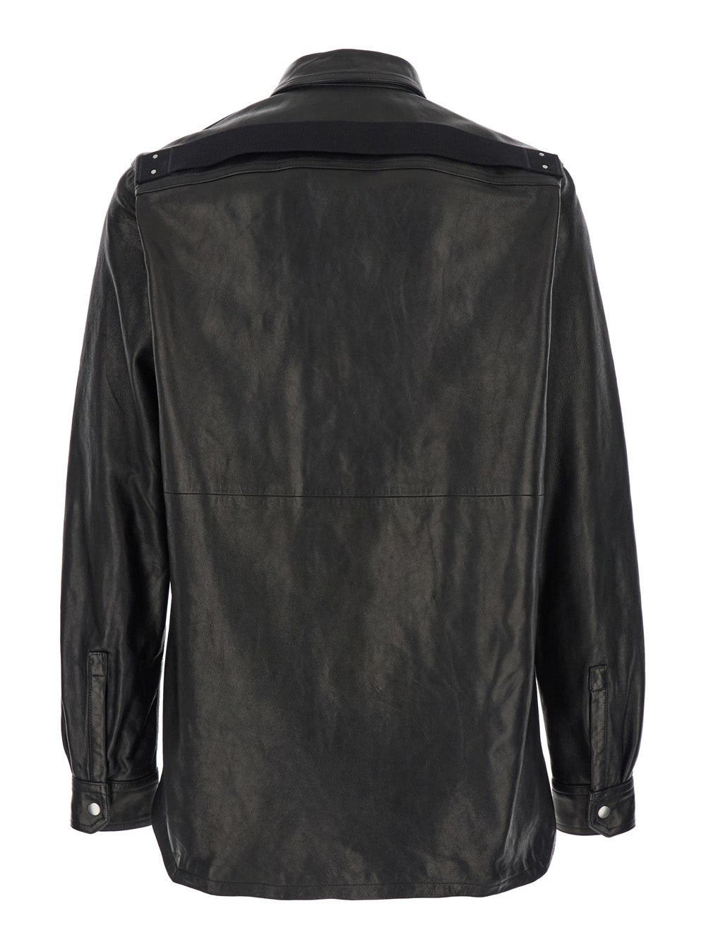 Rick Owens Men Black Jacket With Classic Collar In Leather Man - 2