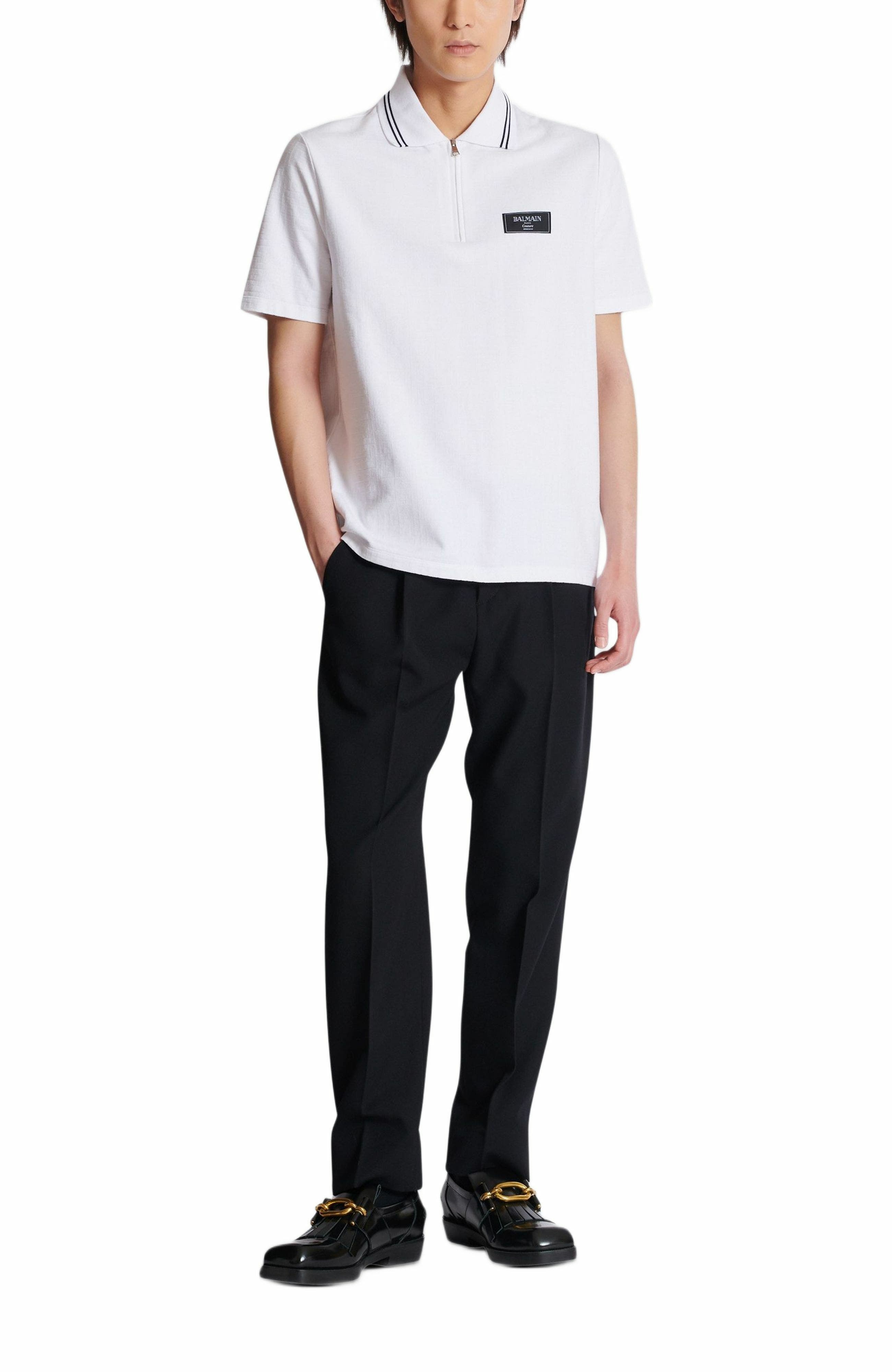 Monogrammed polo shirt with Balmain Couture label in White at Nordstrom - 2