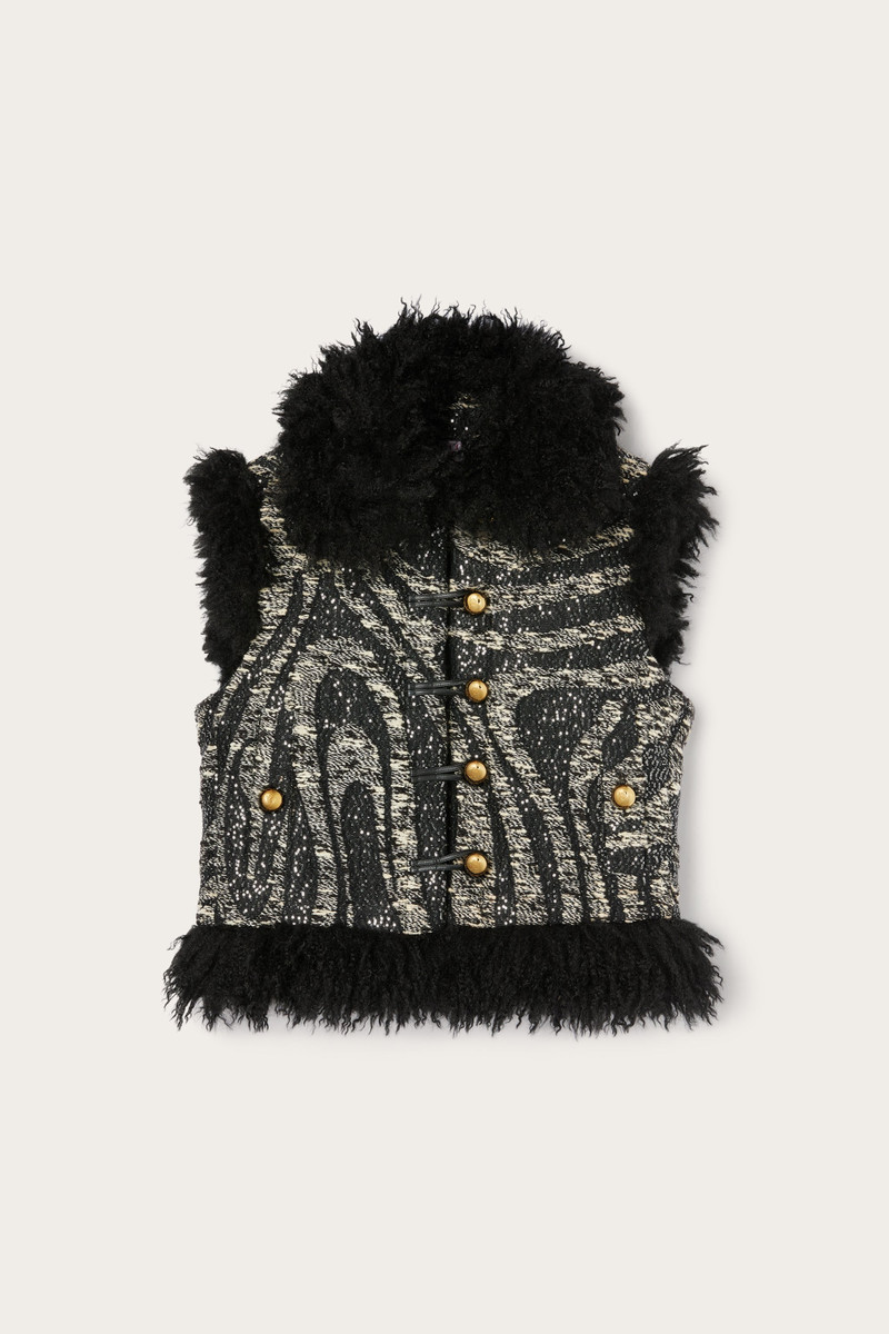 TWEED WAISTCOAT WITH FUR DETAILS 1