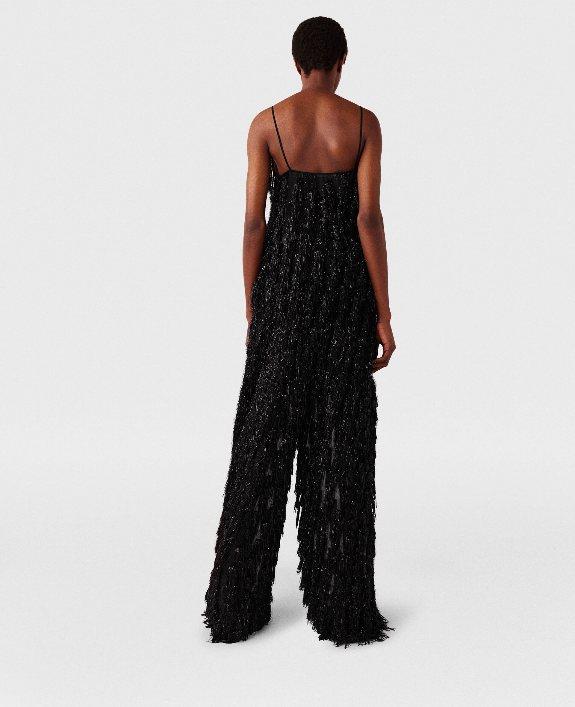 Sleeveless Glitter Tassel V-Neck Top - 3