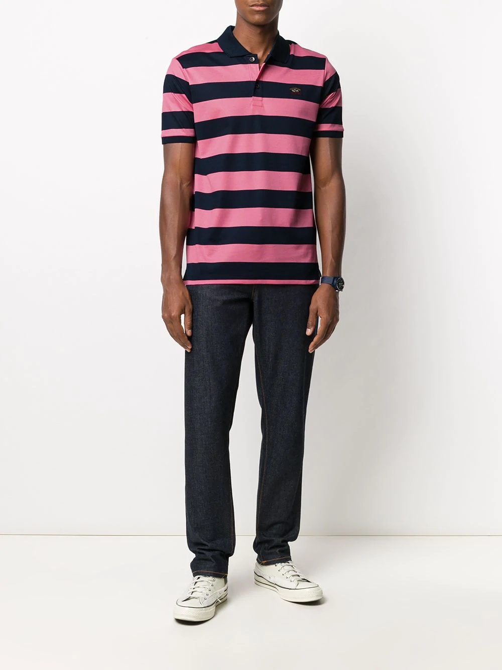 striped short sleeve polo shirt - 2