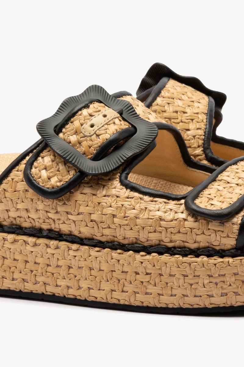 Maui Slide In Tapestry Natural Raffia and Black Trimming 4