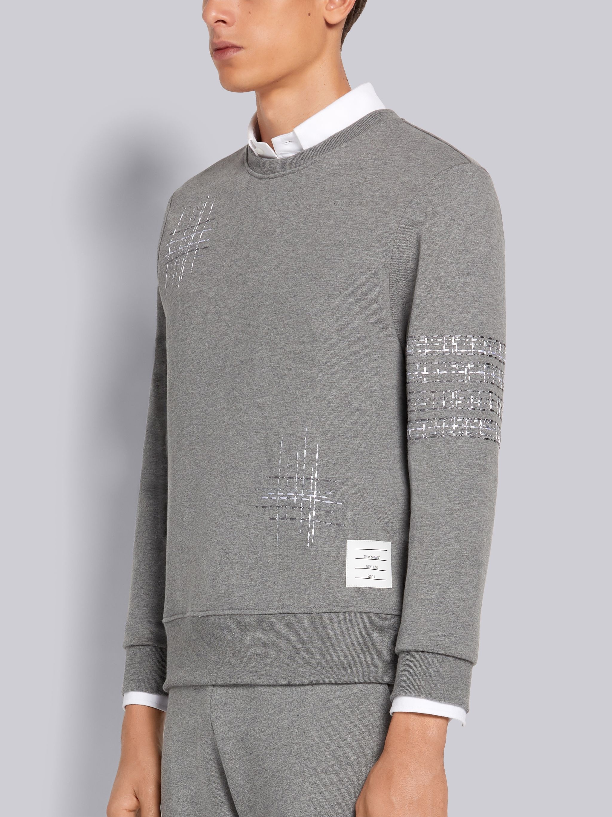 Medium Grey Cotton Loopback Terry Crew Neck Sweatshirt - 2